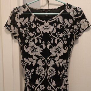 INC Black Floral Lace Top